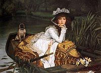 Quý cô trẻ trong thuyền với một chú Pug, tranh của James Tissot, năm 1870