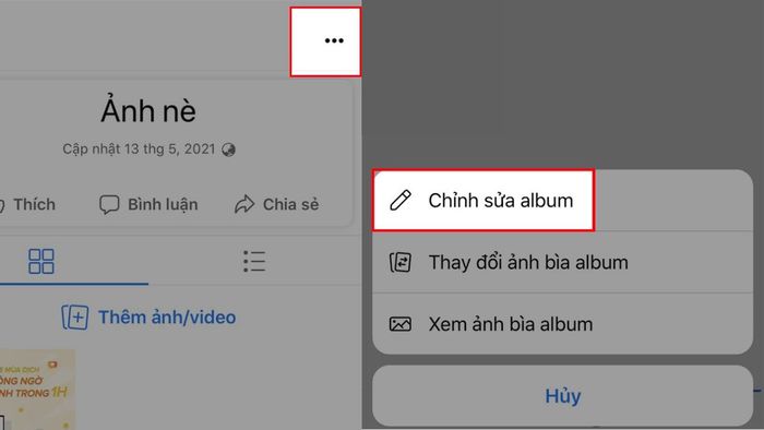 Hướng dẫn ẩn album ảnh trên Facebook qua điện thoại - Bước 2
