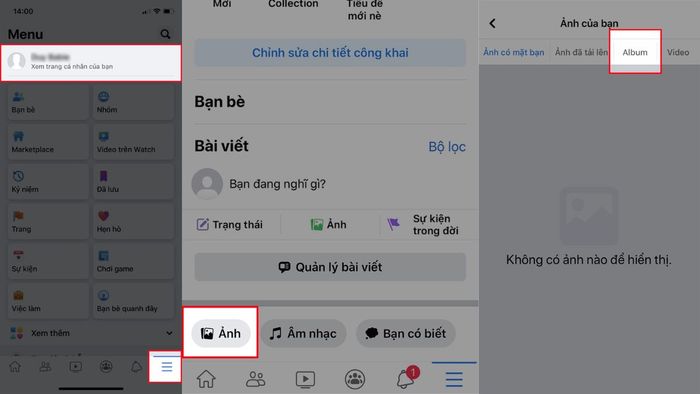 Hướng dẫn ẩn album ảnh trên Facebook qua điện thoại - Bước 1