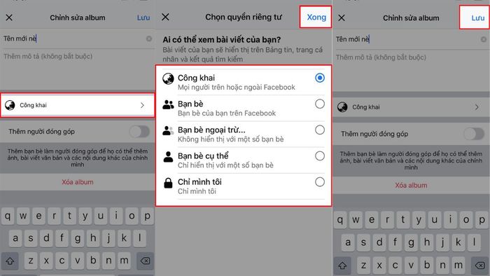 Cách ẩn album ảnh trên Facebook qua điện thoại, bước 3