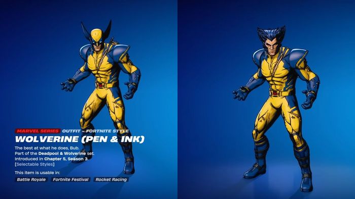 Trang phục mới Fortnite Wolverine (Bút và mực)
