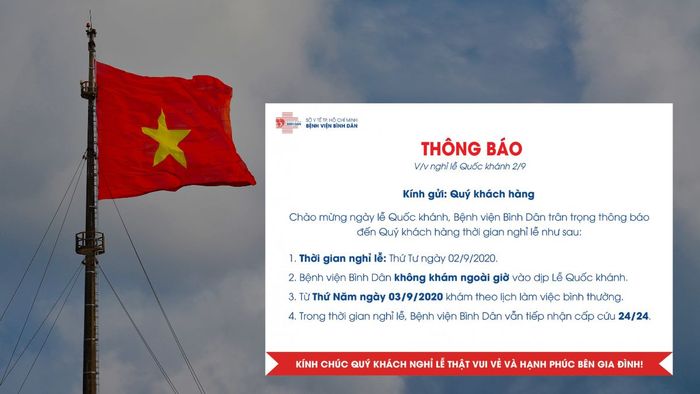 Mẫu thông báo nghỉ lễ 2/9 phiên bản 2