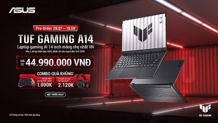 TUF Gaming A14 - Laptop gaming AI 14 inch mỏng nhẹ nhất hiện tại tại Việt Nam