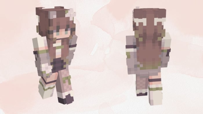 Skin Minecraft nữ màu hồng tươi sáng