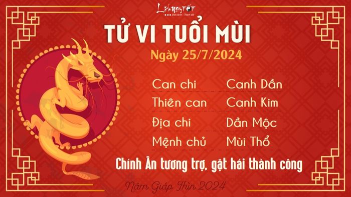 Tử vi hàng ngày 25/7/2024 - Tuổi Mùi