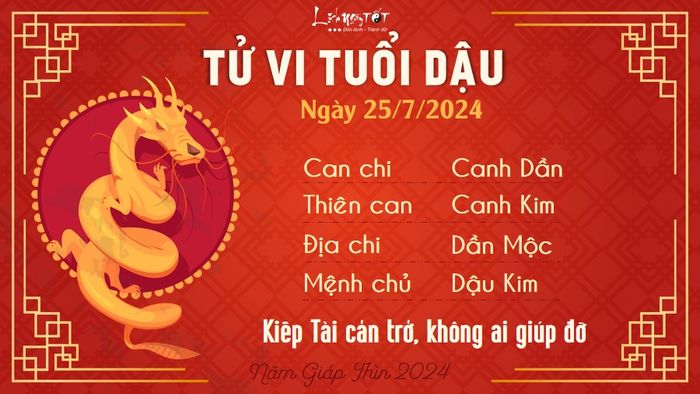Tu vi hang ngay 25/7/2024 - Tuoi Dau