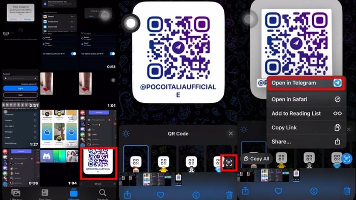 Quét mã QR Telegram để vào nhóm trên iPhone - Bước 2