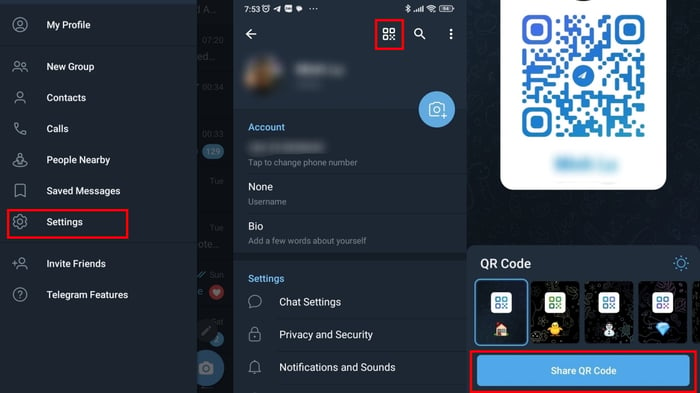 Hướng dẫn lấy mã QR code để gửi bạn bè kết bạn trên Telegram