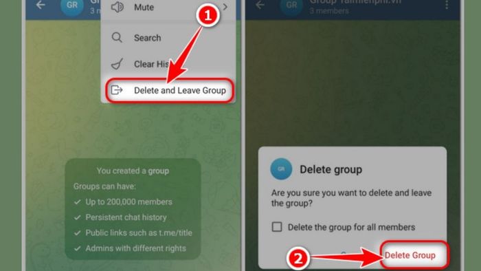 Hướng dẫn rời nhóm Telegram trên điện thoại – Bước 2