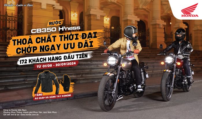 Tháng 8 này, khách hàng khi mua CB350 H’ness sẽ nhận gói phụ kiện trị giá đến 10 triệu đồng
