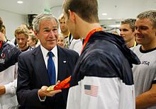 Tổng thống George W. Bush gửi lời chúc mừng đến Michael Phelps tại Olympic Bắc Kinh 2008