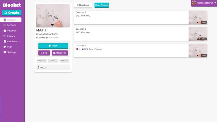 Hướng dẫn sử dụng Blooket với các bộ câu hỏi có sẵn trên website: Bước 2