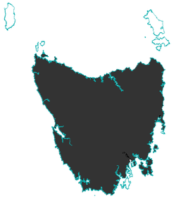 Phạm vi phân bố của loài quỷ Tasmania (màu xám)