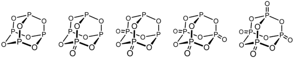 Các oxit phosphor: P4O6, P4O7, P4O8, P4O9, và P4O10.