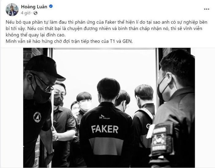 Sau thất bại trước GEN, Faker đã có hành động tự làm tổn thương bản thân, khiến người hâm mộ rất lo lắng