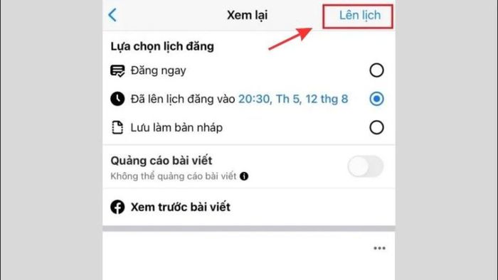 Lên lịch đăng bài trên Fanpage Facebook - Bước 3