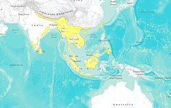 Phạm vi phân bố màu vàng: nơi chúng sinh sống có khả năng.