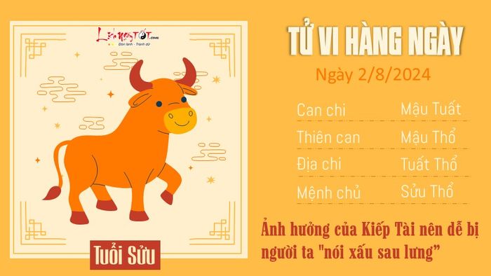 Tử vi hàng ngày 2/8/2024 của 12 con giáp - Tuổi Sửu
