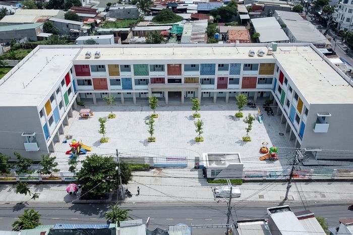 Trường mầm non Nguyệt Quế (phường Bình Hưng Hòa A) có quy mô 20 phòng học, tiếp nhận 500 học sinh từ phường Bình Hưng Hòa A và các khu vực lân cận - Ảnh: UBND quận Bình Tân