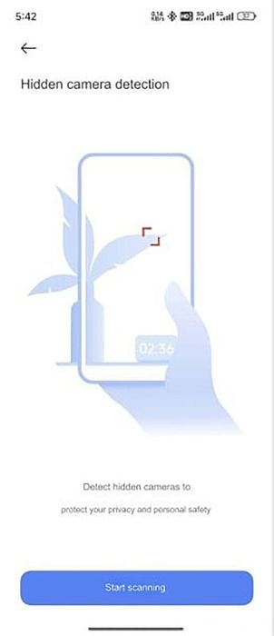 Giao diện tính năng phát hiện camera ẩn trên HyperOS 2.0