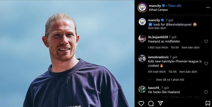 De Bruyne tái xuất với kiểu tóc mới đầy ấn tượng, khiến tất cả fan đều hào hứng 509578