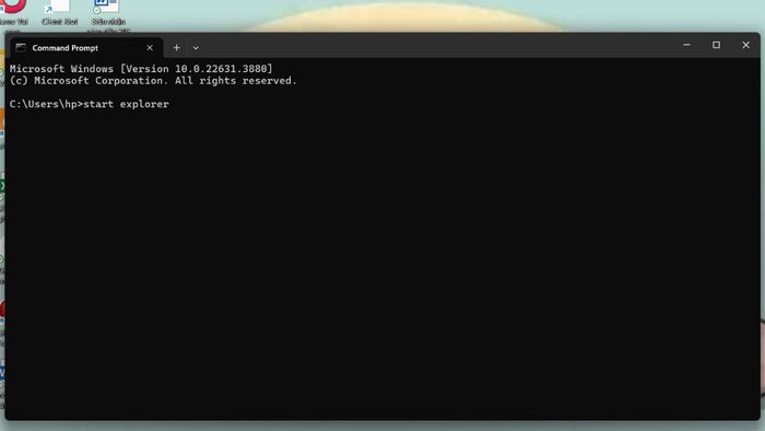 Hướng dẫn chi tiết mở Windows Explorer bằng Command Prompt, bước 2