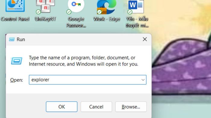 Hướng dẫn chi tiết mở Windows Explorer qua hộp thoại Run, bước 2