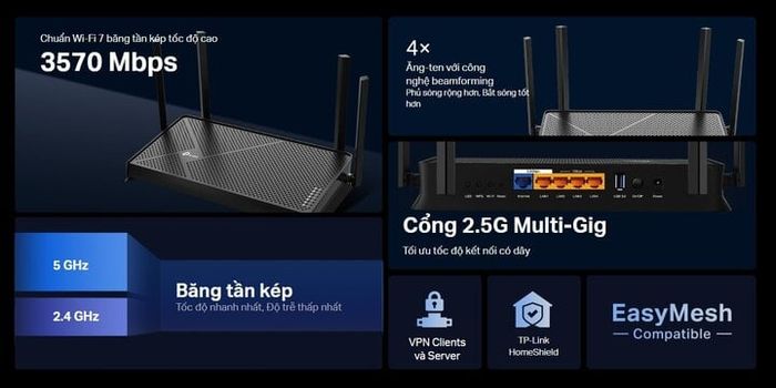 TP-Link Archer BE230 - Router Wi-Fi 7 đầu tiên ra mắt tại Việt Nam - Phiên bản 1