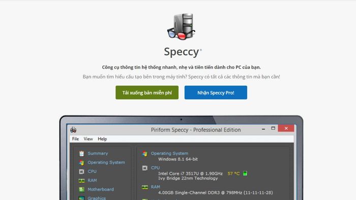 Hướng dẫn kiểm tra main máy tính bằng phần mềm Speccy - Bước 1