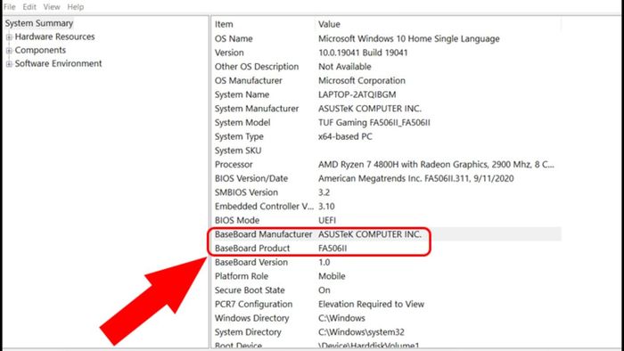 Hướng dẫn kiểm tra bo mạch chủ qua System Information - Bước 2
