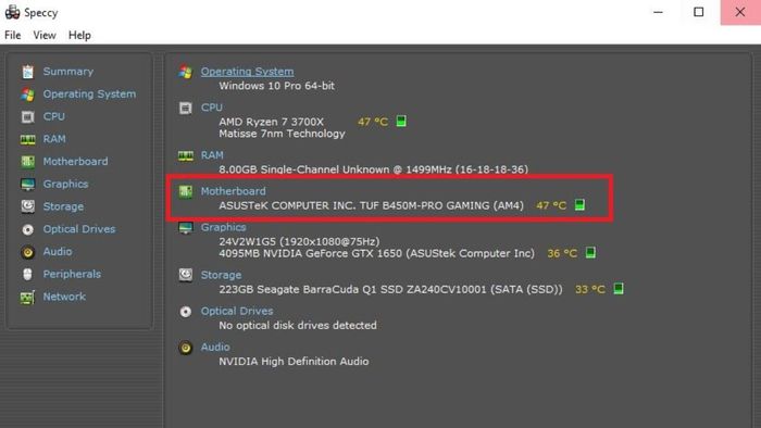 Hướng dẫn kiểm tra main máy tính bằng Speccy - Bước 3