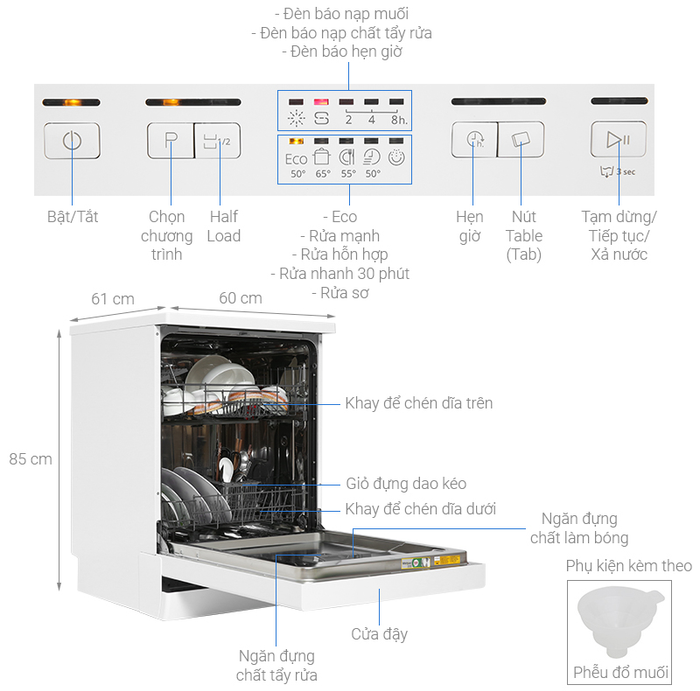 Hình Ảnh Máy Rửa Chén Độc Lập Whirlpool WFE 2B19 2