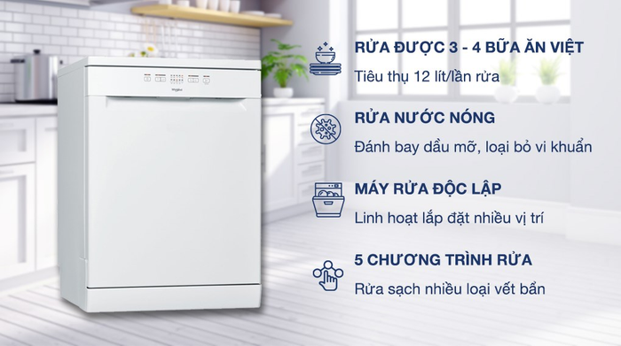 Hình Ảnh Máy Rửa Chén Độc Lập Whirlpool WFE 2B19 1