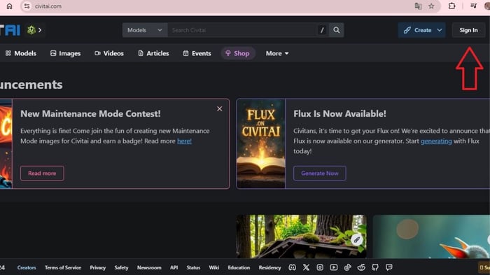 Hướng dẫn đăng ký tài khoản Civitai AI - bước 2