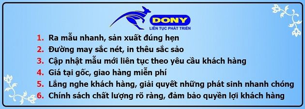 Xưởng may DONY chuyên nhận sản xuất áo thun theo yêu cầu, bao gồm in và thêu, phục vụ cho các cửa hàng kinh doanh.