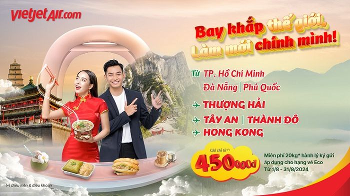 Vietjet Air triển khai ưu đãi tặng 20kg hành lý ký gửi cho các chuyến bay đến Trung Quốc và Hong Kong