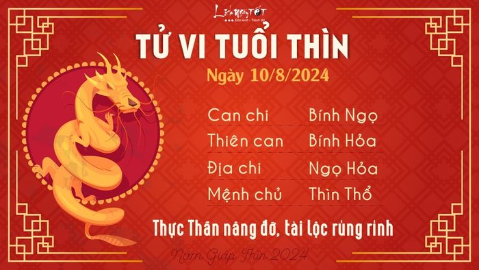 Tử vi ngày 10/8/2024 - Tuổi Thìn