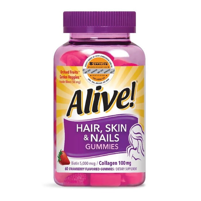 Kẹo Dẻo Alive Hair Skin & Nail Gummy - Sản phẩm hoàn hảo cho da, tóc và móng ảnh 1