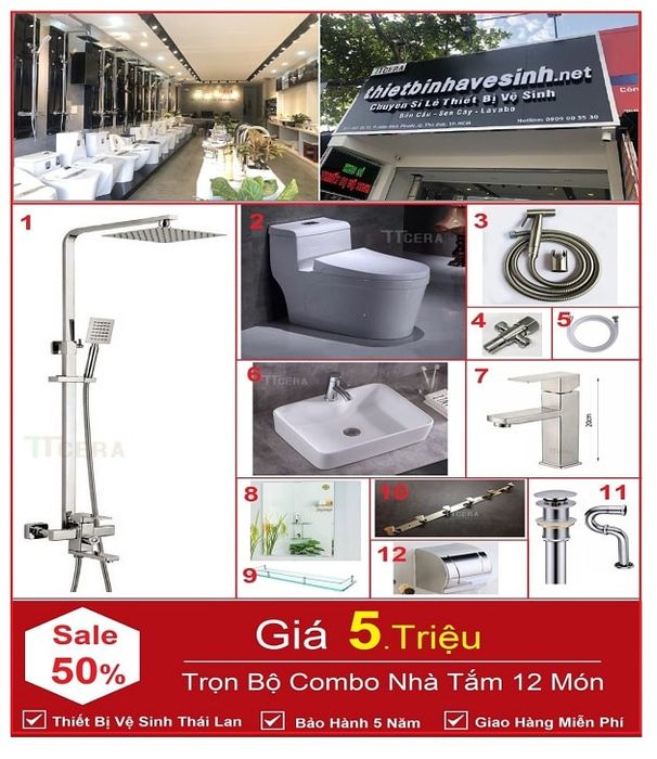 Combo Thiết Bị Vệ Sinh TTCERA từ Thái Lan hiện đang được giảm giá tại showroom Thietbinhavesinh.net