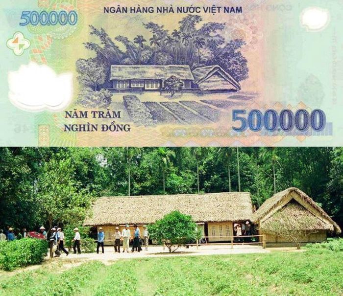 Hình ảnh ngôi nhà của Chủ tịch Hồ Chí Minh tại Kim Liên - Mệnh giá 500.000 đồng (ảnh 1)