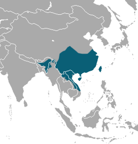 Phạm vi phân bố của chồn bạc má Trung Quốc