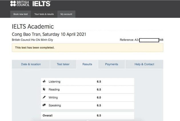 kiểm tra điểm thi IELTS tại Hội Đồng Anh