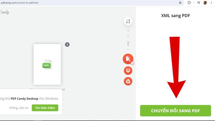 Hướng dẫn chuyển XML sang PDF với PDF Candy - Bước 3