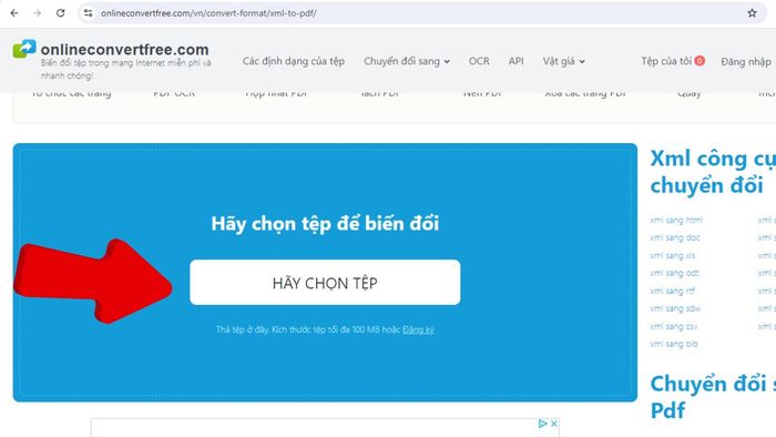 Hướng dẫn chuyển XML sang PDF với Online Convert Free - Bước 1