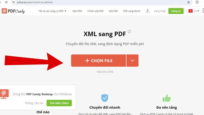 Hướng dẫn chuyển đổi XML sang PDF với PDF Candy - Bước 1