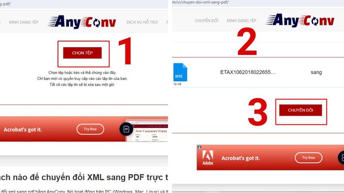 Hướng dẫn chuyển XML sang PDF với AnyConv