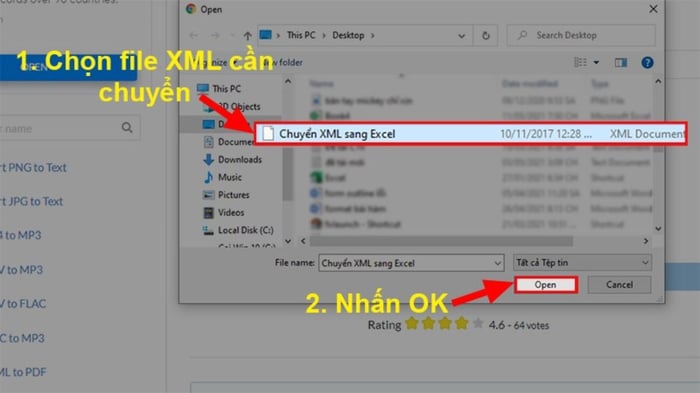 Hướng dẫn chuyển file XML sang Excel bằng Convertio, bước 3