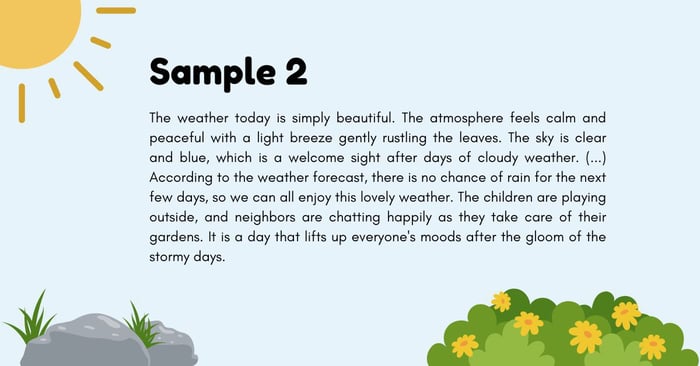 paragraph describing weather in English