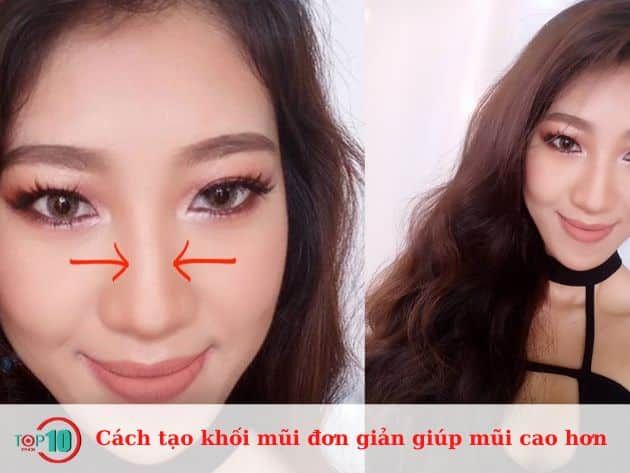 Phương pháp tạo khối mũi đơn giản giúp mũi trông cao hơn