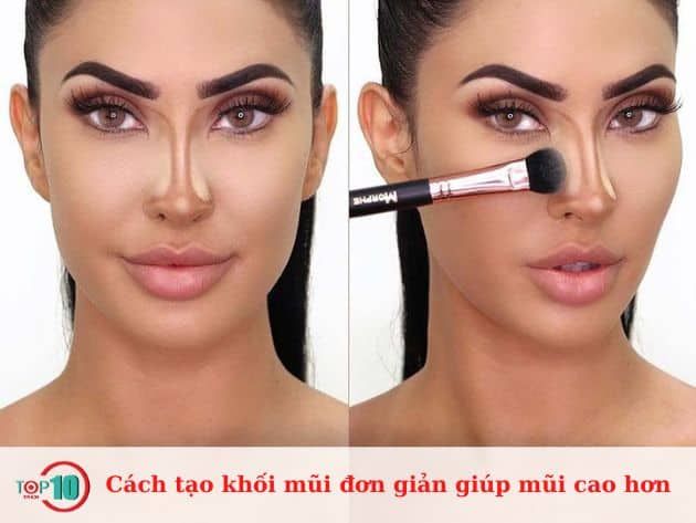 Cách tạo khối mũi đơn giản giúp mũi trông cao hơn